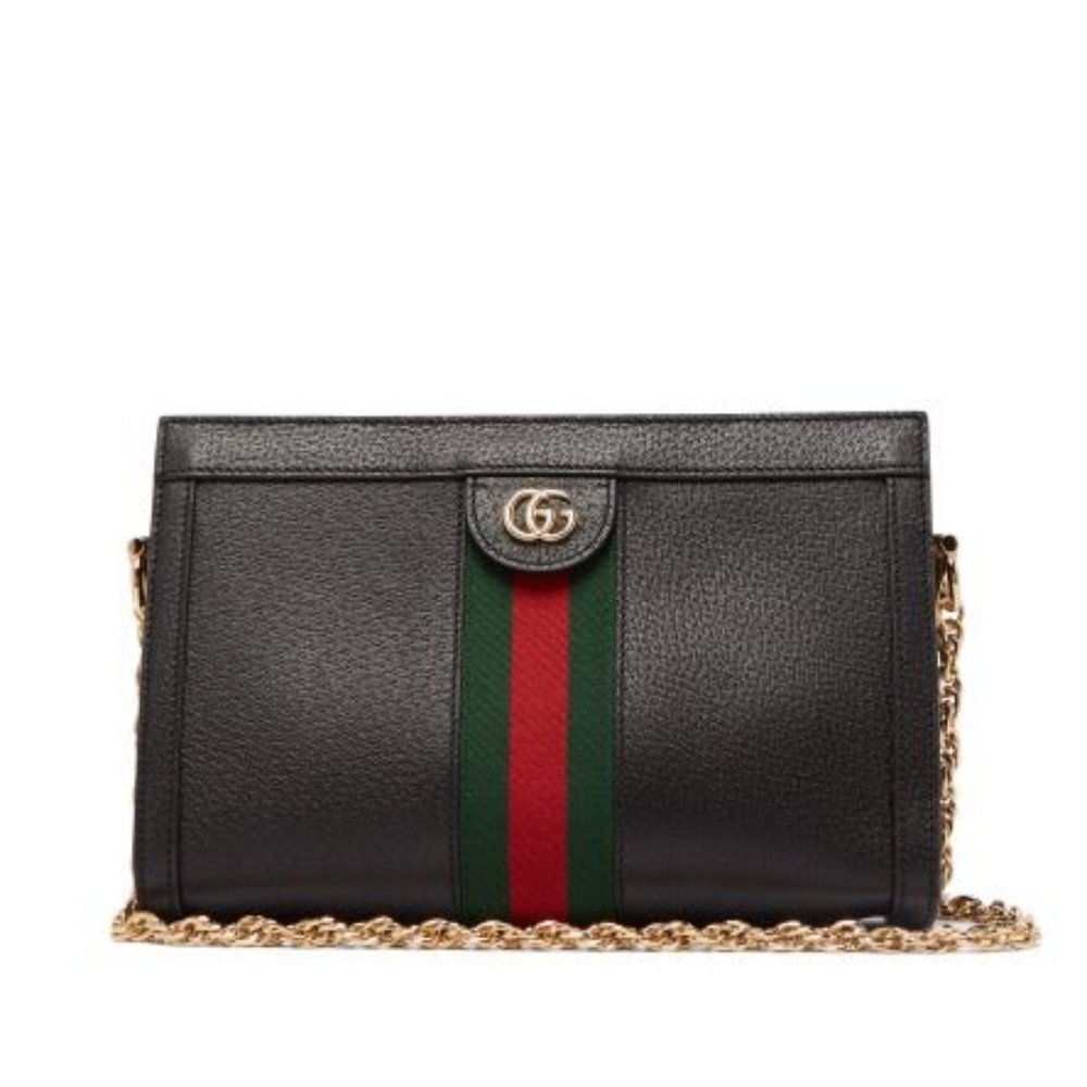 GUCCI 'Ophidia' GG Web Logo Shoulder Bag (Black)
